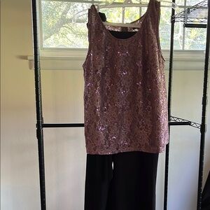 Purple Sequin Lace Tank Top